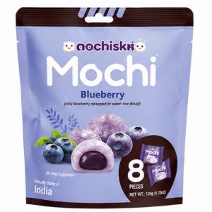 Mochisko – Juicy Blueberry Wrapped In Sweet Rice Dough 8 Pieces, 120g (Made in India)