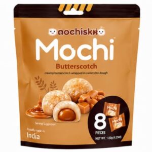 Mochisko – Creamy Butterscotch Wrapped In Sweet Rice Dough 8 Pieces, 120g (Made in India)