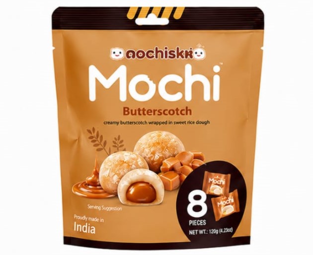Mochisko – Creamy Butterscotch Wrapped In Sweet Rice Dough 8 Pieces, 120g (Made in India)