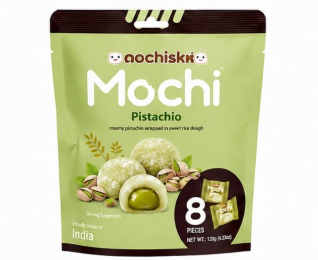 Mochisko – Creamy Pistachio Wrapped In Sweet Rice Dough 8 Pieces, 120g (Made in India)