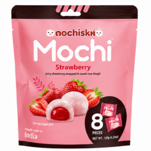 Mochisko – Juicy Strawberry Wrapped In Sweet Rice Dough 8 Pieces, 120g (Made in India)